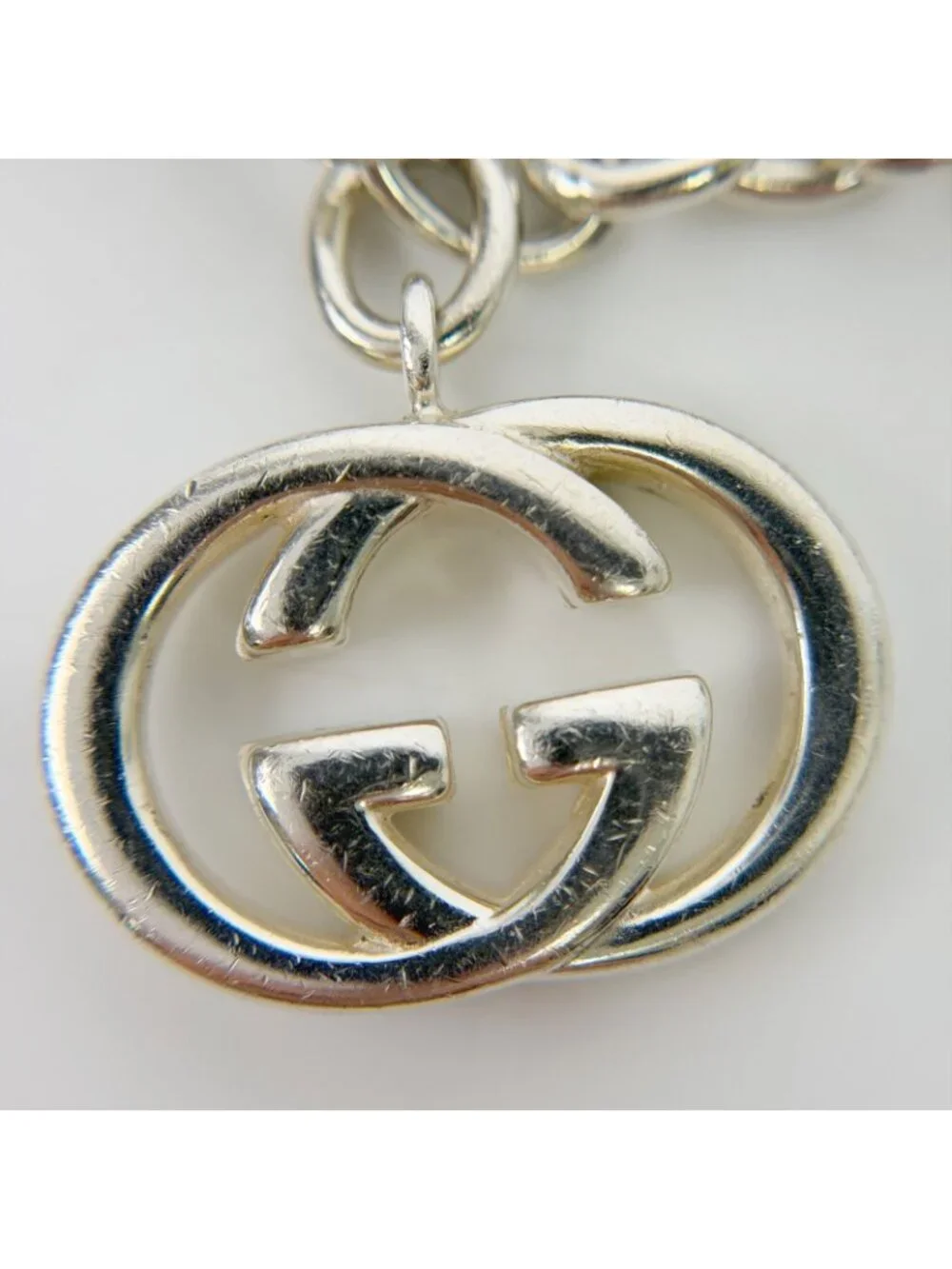 Gucci Interlocking Charm Chain Bracelet 925 Sterling Silver Vintage
